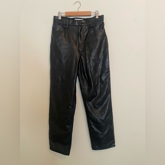 Abercrombie & Fitch Vegan Leather Ankle Straight Pant Ultra High Rise Size 28 6 - Picture 3 of 5